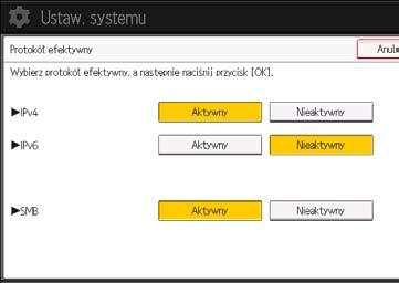 5. Rozszerzone bezpieczeństwo sieciowe 5. Wybierz protokół, który ma być włączony lub wyłączony. 6. Naciśnij przycisk [OK]. 7. Wyloguj się.