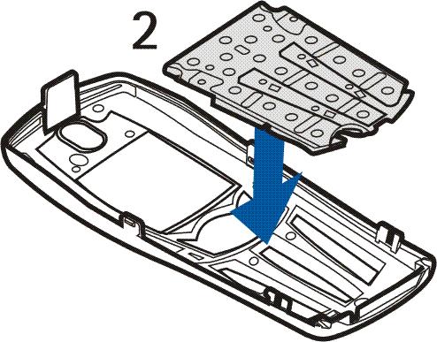 3. Umie æ p³ytkê z klawiszami na nowej przedniej obudowie (2). 4.