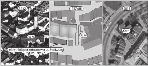 Metody cyfrowej wizualizacji zabytków cyfrowa rekonstrukcja Bramy Zamkowej w Jeleniej Górze Rys. 9. Porównanie i szacowanie długości bramy. strony miasta.