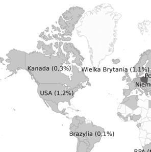 JOANNA BRONIARCZYK, TOMASZ MALEŃCZUK, ALICJA RACZEK Il. 3. Użytkownicy CDŚ w ujęciu globalnym (mapa, Google Analytics, 2014).