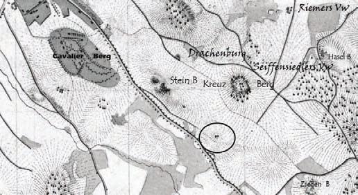 PAWEŁ DUMA, DANIEL WOJTUCKI Ryc. 1. Fragment mapy z lat dwudziestych XIX stulecia, na której zaznaczono drugą jeleniogórską szubienicę.