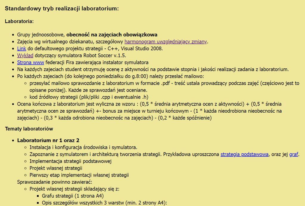 Standardowa realizacja lab i proj Każda grupa: (L1 / L2 / P) - 5 zajęć laboratoryjne