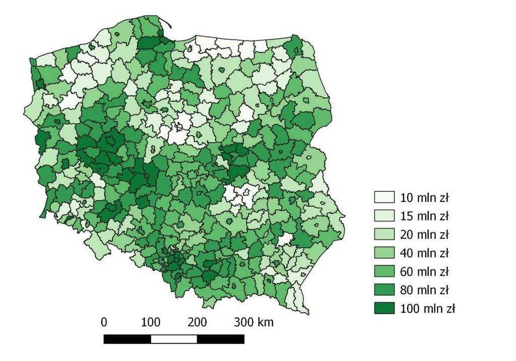 K R Y T E R I U M I L O Ś C I O W E W co czwartym powiecie kryterium ilościowe nie przekracza 20 mln zł Wykres 1.