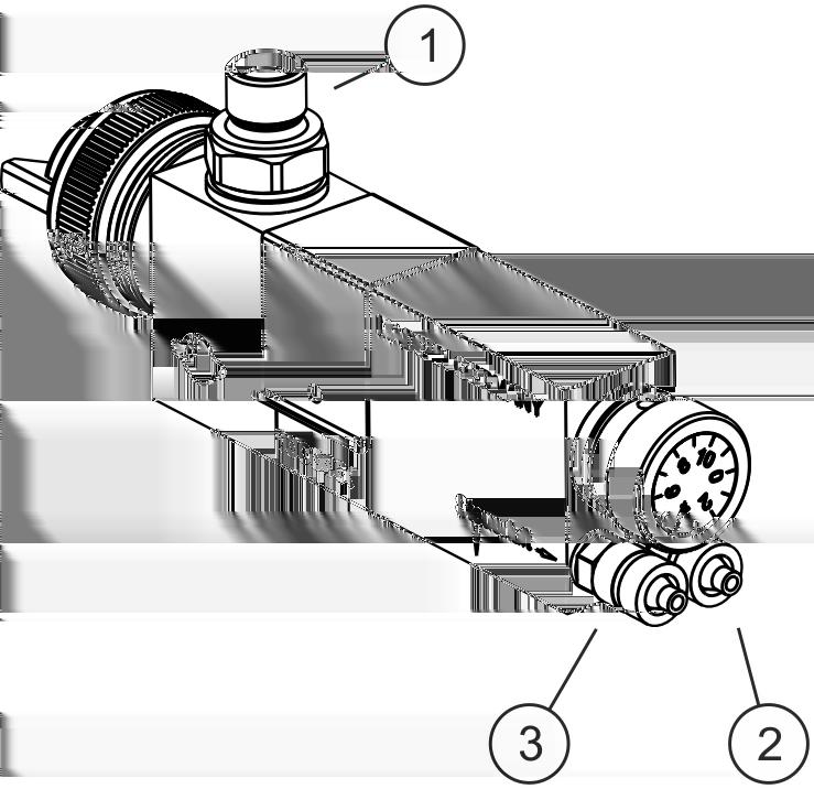 Automatyczny aparat natryskowy Mikro 3 POLSKI Rys. 3: Podłączanie automatycznego aparatu natryskowego 1. Powietrze sterowania podłączyć do wejścia "St" ( Rys. 3/3). 2.