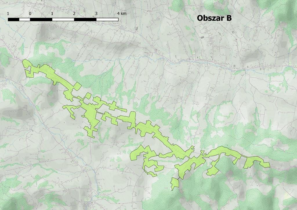 Obszar B. Kanina-Wysokie Obszar B to usytuowany w południowo-wschodniej części gminy obszar koncentracji zabudowy miejscowości Kanina i Wysokie.