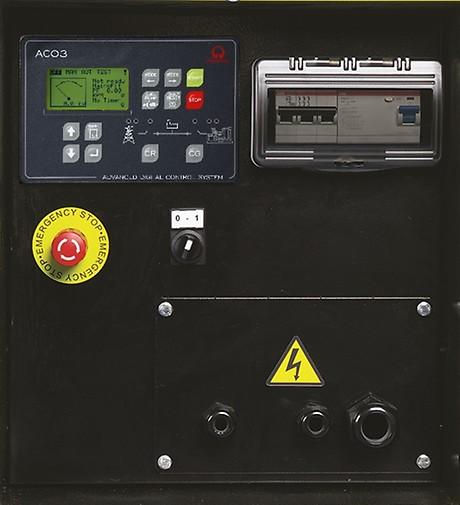 ACP- Automatyczny Panel Sterowania Automatyczny panel sterowania na agregacie, wyposażony w cyfrowy sterownik AC03 dla monitorowania, sterowania i zabezpieczenia agregatu.