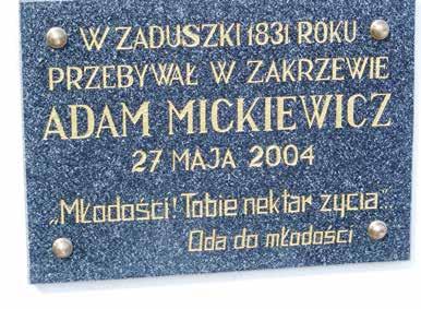 andrzej miałkowski 58. Tablica upamiętniająca wizytę A. Mickiewicza w Zakrzewie w powiecie krobskim w 1831 r. Był tu też dwukrotnie K. C.