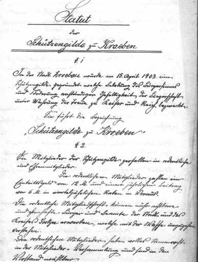 17. bractwo strzeleckie 85. Statut Bractwa Strzeleckiego w Krobi z 1903 r. (strona tytułowa) Z inicjatywy Bractwa, prawdopodobnie po 1923 r.