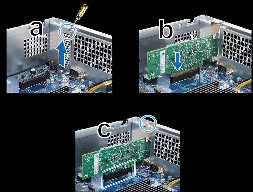Dodawanie kart sieciowych w serwerze RackStation Serwer RackStation obsługuje jedną dodatkową kartę interfejsu sieciowego PCIe x8.