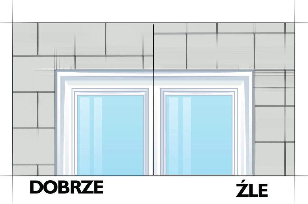 Płyty przykleja się w układzie poziomym ściśle jedna przy drugiej od listwy cokołowej aż po okap dachu z zachowaniem mijankowego układu spoin pionowych.