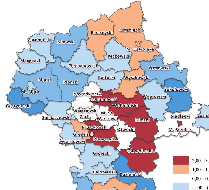 1. Informacje ogólne 1.1. Dane o sytuacji demograficznej w gminach i powiatach Mazowsza 1 Liczba mieszkańców województwa mazowieckiego systematycznie rozwija się, przy czym rozwój demograficzny