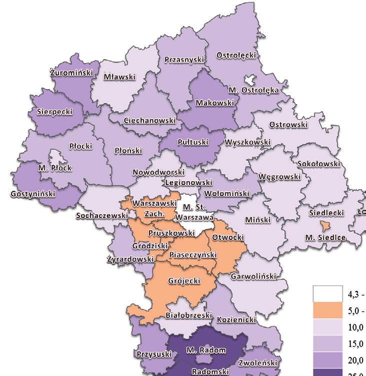 Wykres 1. Przeciętne zatrudnienie w sektorze przedsiębiorstw w województwie mazowieckim w latach 2010-2014 (w tys.). 1400 1300 1299,1 Mazowsze M. st.