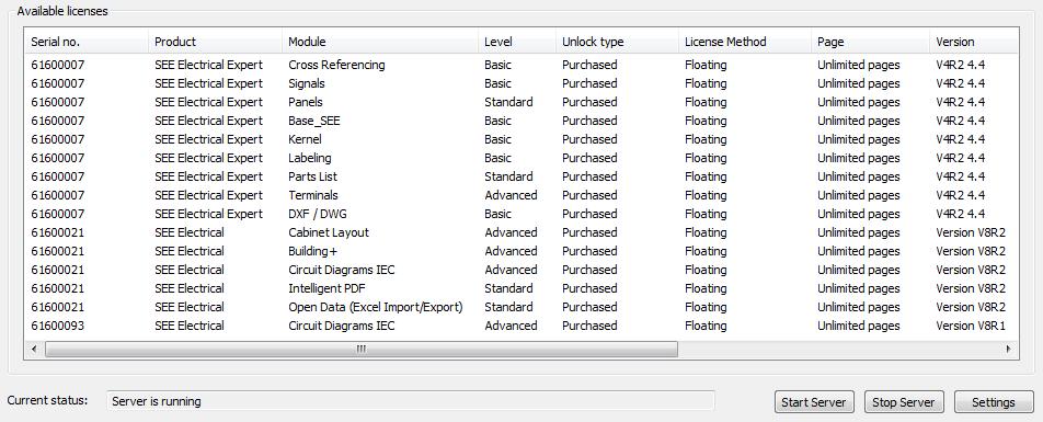 Po jego zamknięciu, w oknie głównym programu License Server Manager naciskamy na przyciski Stop Server i następnie Start Server.