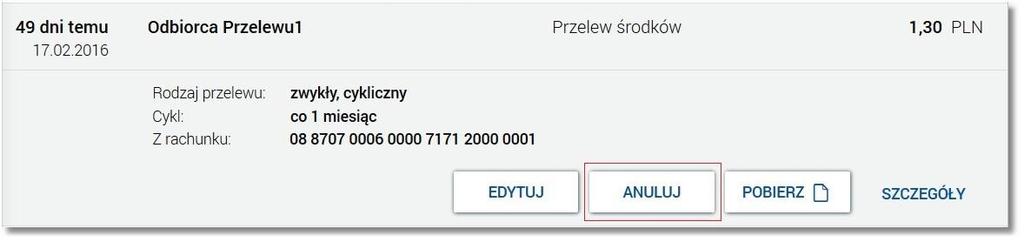 Rozdział 12 Anulowanie przelewu odroczonego Rozdział 12.