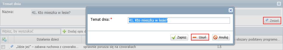 Po kliknięciu przycisku Uporządkuj tematy sekcje z tematami można uporządkować.