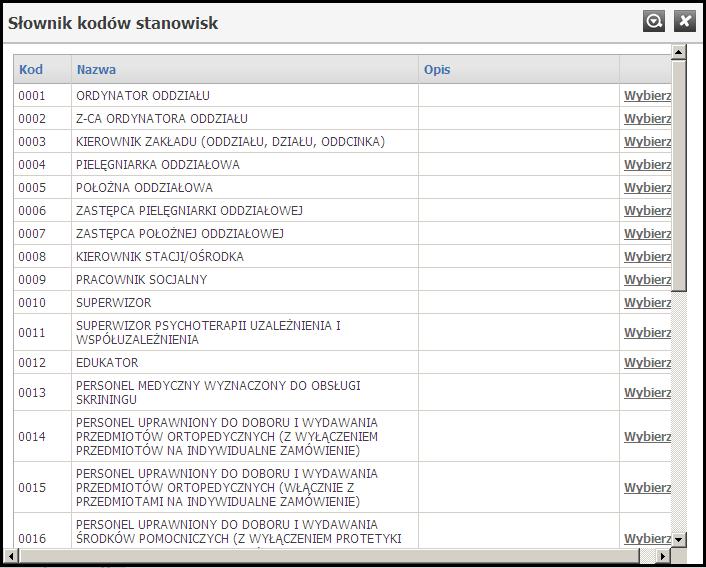 Słowniki 72 Słownik kodów stanowisk 11.