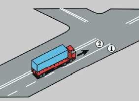 moŝe skręcić w lewo wjeŝdŝając na chodnik 1185.W tej sytuacji, jeŝeli wymiary pojazdu członowego uniemoŝliwiają skręcenie w lewo z pasa 2, to kierujący nim: A. nie moŝe skręcić w lewo z pasa 1 B.