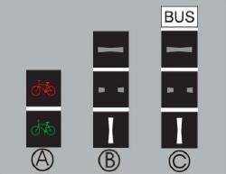 Sygnały te są przeznaczone dla: A. pieszych, B. rowerzystów, C.