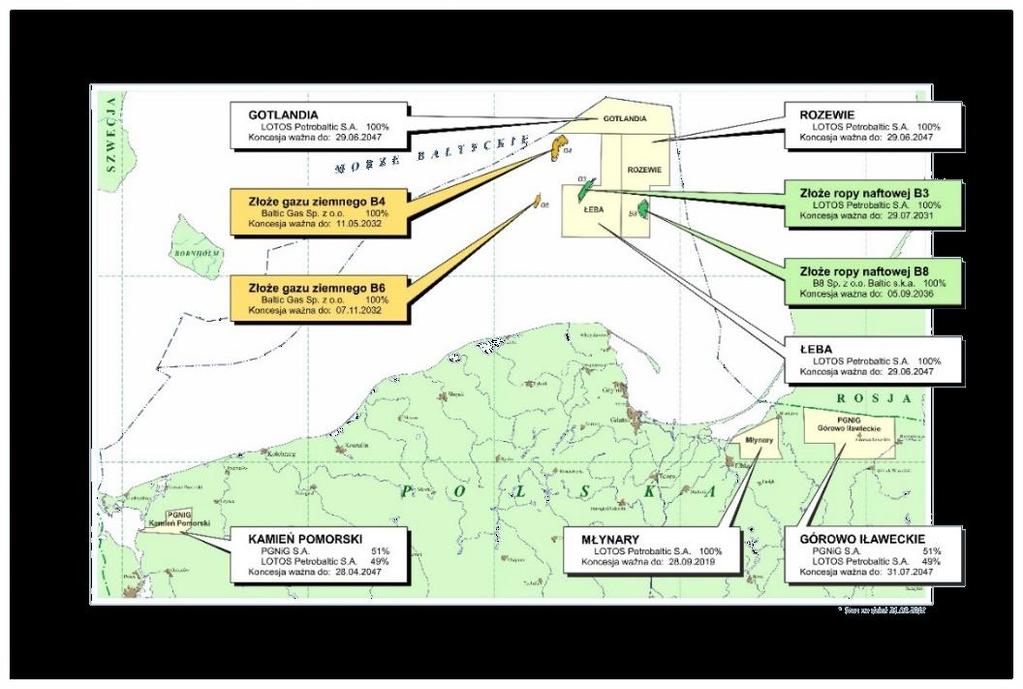 LOTOS Petrobaltic S.A. ( LPB ) Koncesje spółek Grupy LOTOS Petrobaltic na Morzu Bałtyckim na dzień 31 marca 2018 roku Źródło: opracowanie własne W 1 kw.