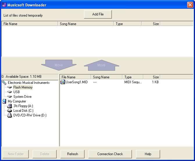 Przesyłanie plików MIDI i utworów Przesyłanie danych utworu i stylu z instrumentu do komputera W zależności od modelu instrumentu i systemu operacyjnego zainstalowanego na komputerze wygląd menu może