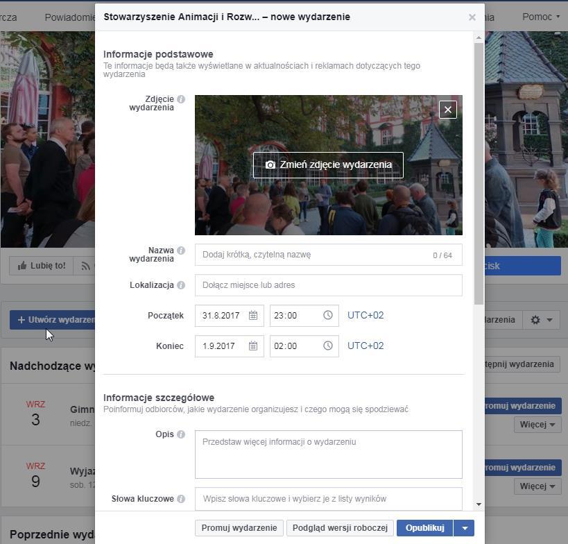 9. Jak utworzyć wydarzenie na facebooku?
