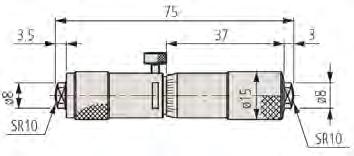 01mm Podziałka W zestawie etui, izolacja (od 100 mm), klucz Seria 133 Średnicówka mikrometryczna rurowa o następujących cechach: Model standardowy z pojedynczym prętem przedłużającym.