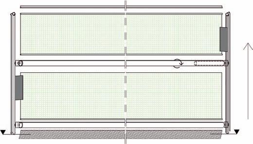 rozmiarach 15x5m bez konieczności pozostawiania miejsca na napęd, gdyż silnik (120Nm) znajduje się w środkowej belce zwijającej.