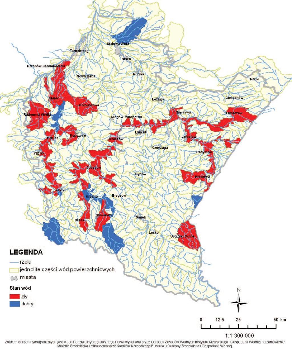 Ryc. 3.1. Wyniki oceny stanu jcwp w województwie podkarpackim w 2011 r. [17] 4. Monitoring powietrza atmosferycznego Obowiązek wykonywania pomiarów i oceny jakości powietrza w ramach PMŚ wynika z art.