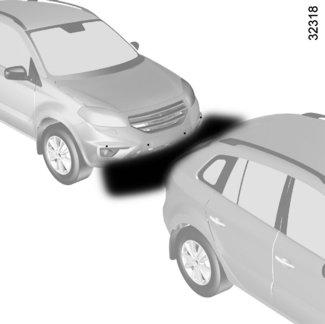 POMOC PRZY PARKOWANIU (1/3) Zasada działania W pojazdach posiadających takie wyposażenie, czujniki ultradźwiękowe umieszczone w tylnym i/lub przednim zderzaku samochodu mierzą odległość między