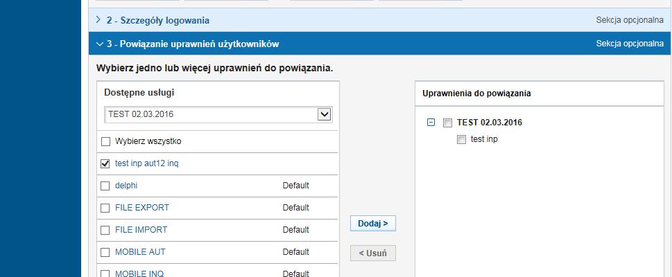 uprawnień użytkowników".