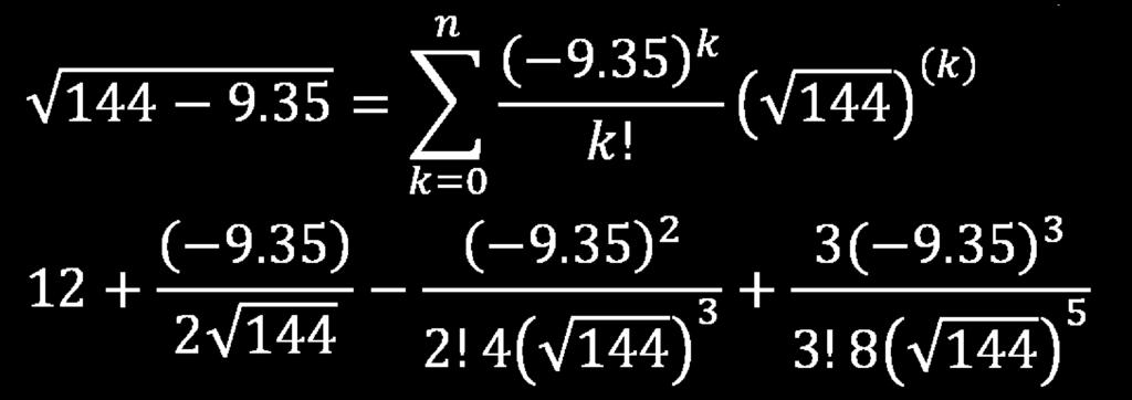 Przykład 3 W oparciu o przedstawiony wariant wzoru Taylora można obliczyć przybliżoną wartość funkcji dla wartości