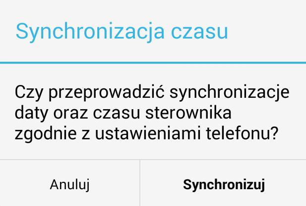 Naciśnięcie przycisku Synchronizuj spowoduje ustawienie w automacie zmierzchowym czasu identycznego z telefonem. 5.