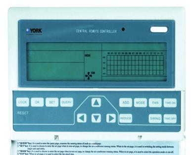 urządzenia Ą klimatyzacyjne york Pilot zdalnego sterowania Pilot zdalnego sterowania R05 Podświetlany wyświetlacz LCD, zegar, funkcje: Wł.