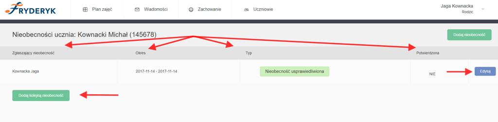 Screen 28 Sprawdziany/Klasówki Rodzic logując się do swojego dziennika ma możliwość po kliknięciu w danym tygodniu na daną lekcję swojego dziecka sprawdzić czy ma sprawdzian/klasówkę.