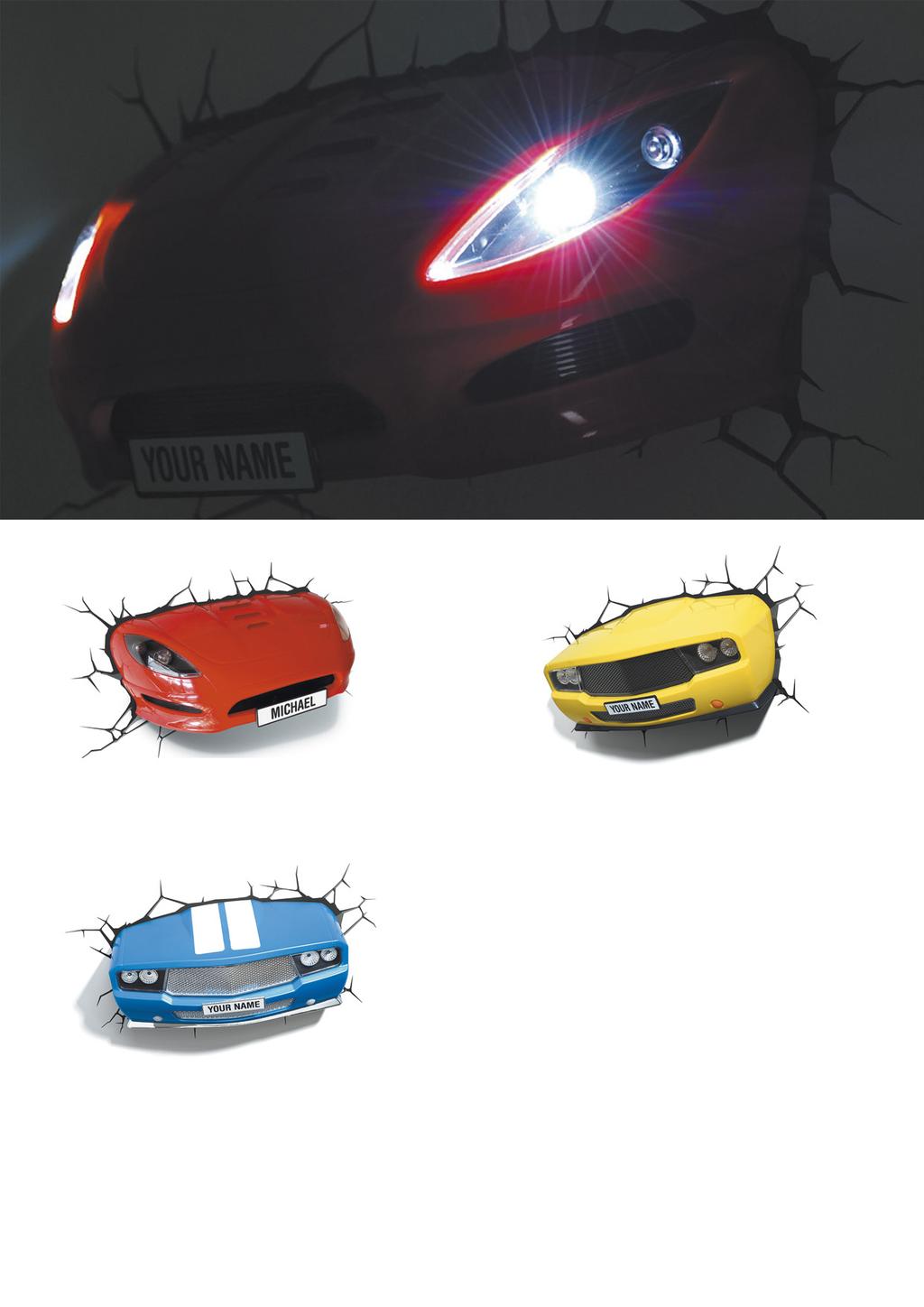 Dekoracyjne lampki 3D Szybkie samochody 3DFX SPORTS CAR Index: 15181 59 zł 3DFX MUSCLE CAR Index: 15178 59 zł Zobacz je w akcji!