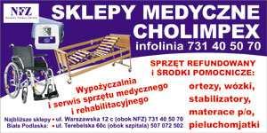 34 SKLEPY MEDYCZNE CHOLIMPEX 2. 1. Bezpłatny pomiar ciśnienia 1. ul. Terebelska 60 C (obok szpitala) tel.