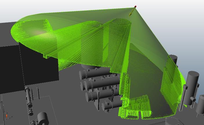 Modelowanie 3D i symulacje komputerowe Modelowanie 3D dobór detektorów płomienia Dobór miejsc rozmieszczenie detektorów za pomocą aplikacji modelowania 3D to pewność pokrycia
