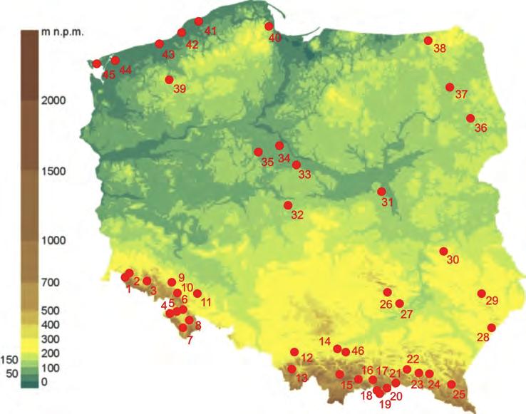 104 SEBASTIAN BERNAT Uzdrowiska: 1. Czerniawa Zdrój, 2. Świeradów Zdrój, 3. Cieplice, 4. Kudowa Zdrój, 5. Duszniki Zdrój, 6. Polanica Zdrój, 7. Długopole Zdrój, 8. Lądek Zdrój, 9. Szczawno Zdrój, 10.