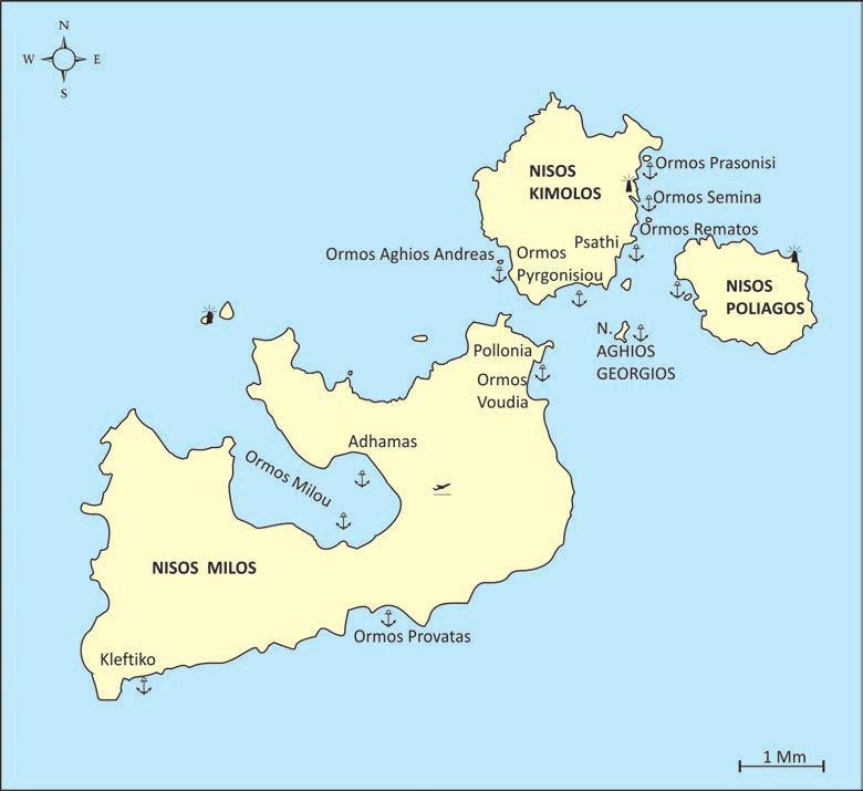 Cyklady 105 Milos, Melos Milos wraz z wyspami Antimilos, Kimolos i Poliagos le y blisko Aten i jest bardzo ch tnie odwiedzana przez eglarzy.