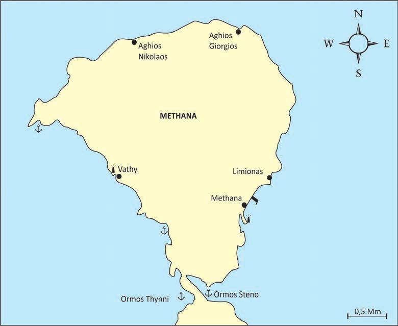 Zatoki Sarońska i Argolidzka 77 Methana Atrakcje półwyspu Methana to około 30 wulkanicznych kraterów, ródła siarkowe i klimatyczny port Vathi n INFORMACJE OGÓLNE I PRAKTYCZNE Nieco dalej, na południe