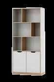 bookcase 90 x 28 x 25 cm 90 x 28 x 25 cm kolorystyka / colours: front / korpus: modrzew biały Sibiu z elementami buk Iconic front / body: Sibiu larch white with elements of Iconic beech wykonanie /