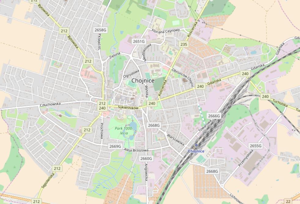 Rysunek 3. Mapa Gminy Miejskiej Chojnice Źródło: https://www.openstreetmap.org Chojnice leżą w dorzeczu rzeki Brdy, w odległości ok.