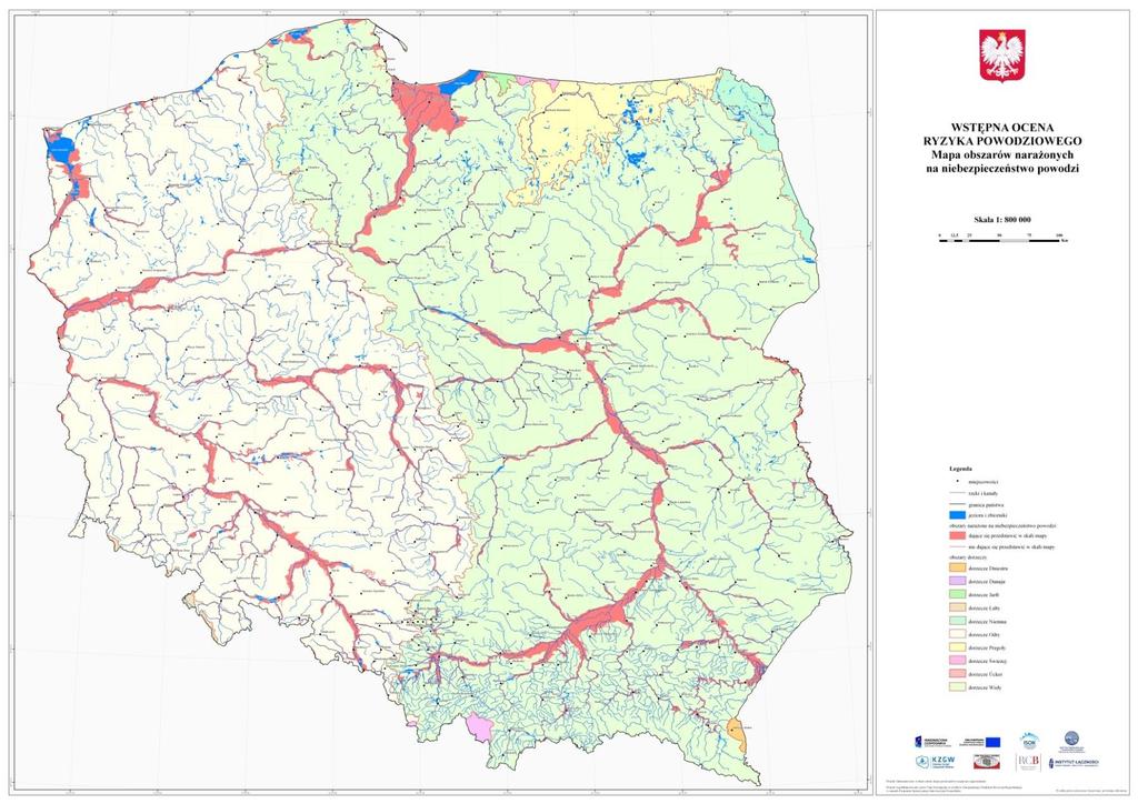 narażone na ryzyko powodzi, Całkowita powierzchnia obszarów narażonych na ryzyko powodzi