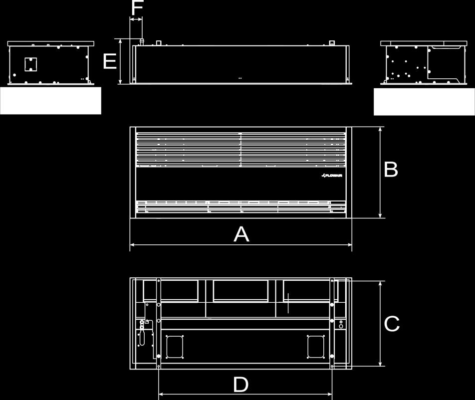 2.2. WYMIARY 2.2. DIMENSIONS A B C D E F ELiS B-W/N/E/2R-1 157 mm 6 mm 561 mm 77 mm 297*/284**mm 96 mm ELiS B-W/N/E/2R-15 1546 mm 6 mm 561 mm 127 mm 297*/284**mm 84 mm ELiS B-W/N/E/2R-2 234 mm 6 mm