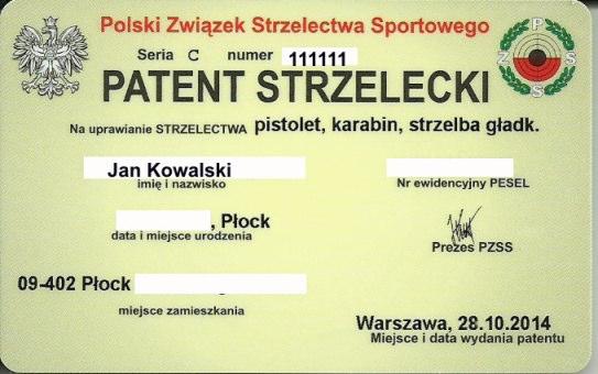 miesiącu) z Polskiego Związku Strzelectwa Sportowego
