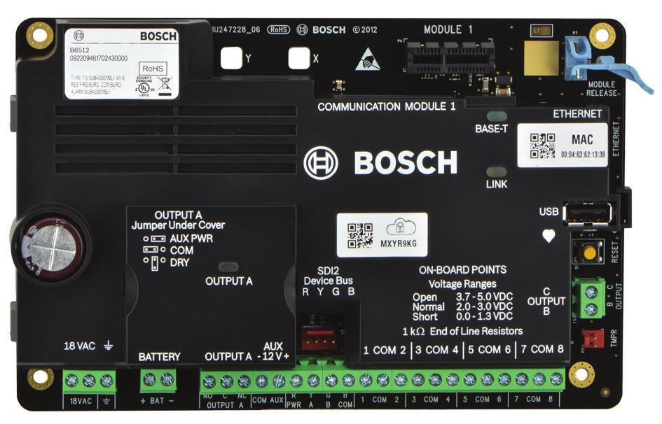 Systemy alarmowe włamania B6512 Panel sterowania IP, 96 punktów B6512 Panel sterowania IP, 96 punktów www.boschsecurity.
