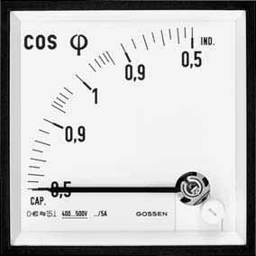 Mierniki wspó czynnika mocy MIERNIKI ANALOGOWE SERIA-V VARIO Ustrój magnetoelektryczny z przetwornikiem wspó czynnika mocy, skala 90 Dane techniczne Wymiary ramki 96 x 96 mm Typ V-LF 96 D ugo skali