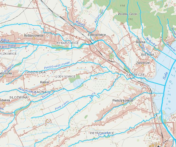 Gmina Łodygowice posiada dobrze rozwiniętą sieć hydrologiczną. Obszar gminy graniczy z Jeziorem Żywieckim.