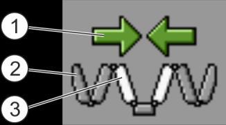 Korzystanie z komputera roboczego podczas prac polowych Sterowanie belką polową 6 Rozkładane części belki polowej Symbol: Część belki polowej jest składana lub rozkładana Strzałki pojawiają się przy