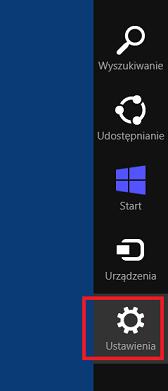 2 Rozwiązywanie problemów z kartą graficzną W Windows 8 trzeba najechać myszką na prawy górny